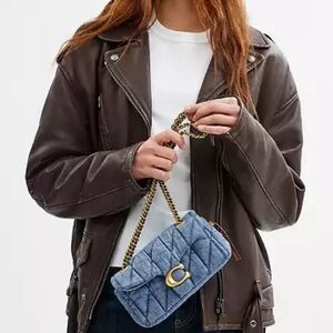 New! Coach Tabby 20 In Blue Quilted Chain Bag